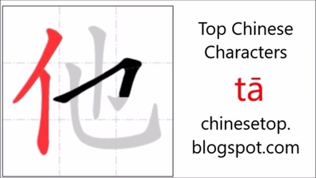 Chinese Character 他 (tā, He)