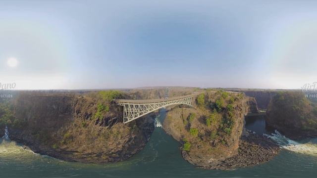 360 Video, Victoria Falls, The Pearl Of Africa. 5K Aerial Video