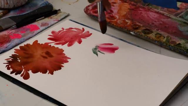 How to paint a SIMPLE watercolor Dahlia flower! смотреть онлайн