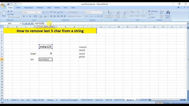 Remove Last 3 Char from a String-Excel Basic in hindi [Part 12 ] смотреть онлайн