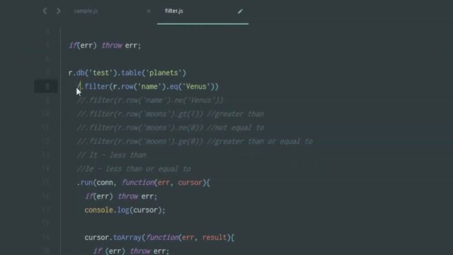 RethinkDB - 05 - Basic Filters on Queries смотреть онлайн