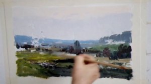 Учимся делать подмалевок.  Пейзаж за два часа.  1 часть. (подмалевок). Масляная живопись.