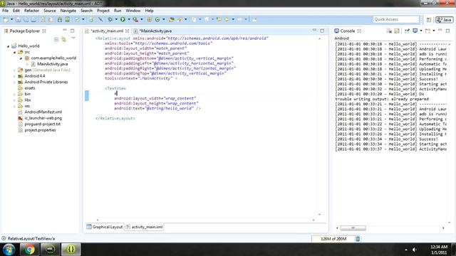 hello world android application example with code using eclipse IDE android source code смотреть онлайн