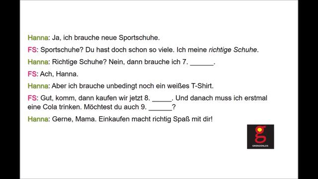 Beim Einkaufen | Eins, Eine, Einer, Einen, Keine, Keinen Oder Welche? A2.1