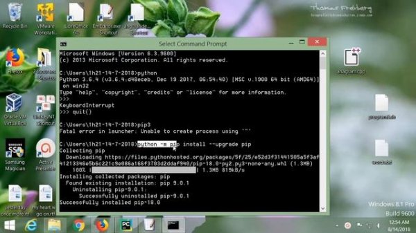 Python Solution to: Fatal error in launcher: Unable to create process using '"'