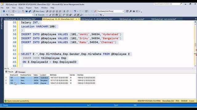 33.How many ways we can define Table Variable in SQL Server || Telugu смотреть онлайн