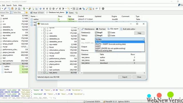 Tutorial HeidiSQL with MariaDB and MySQL Part 9 Export data as SQL with many options смотреть онлайн