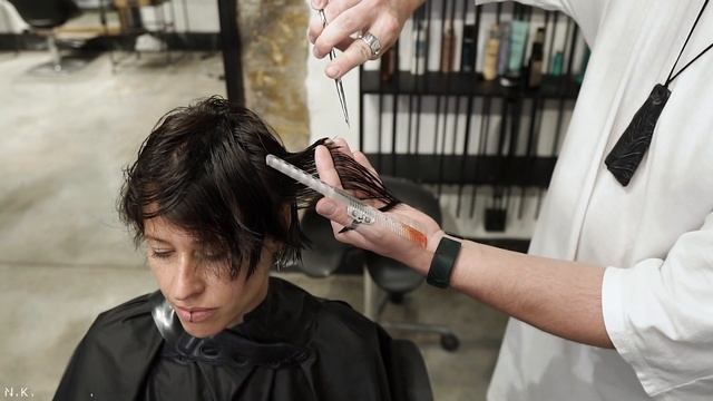 DIRTY LAYERED HAIRCUT with bangs - NIKITOCHKIN смотреть онлайн