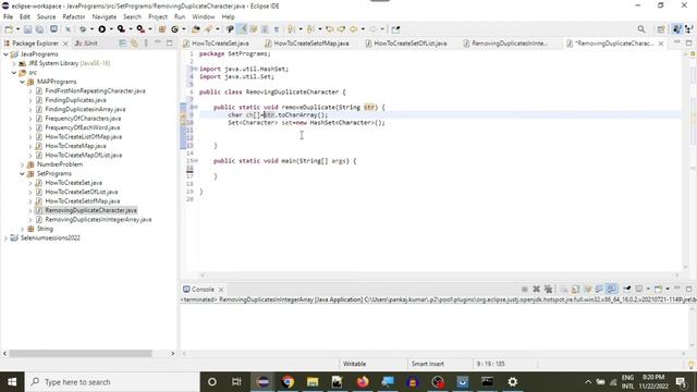 Java Programs:5.Removing Duplicate Character from a String using set Interface смотреть онлайн