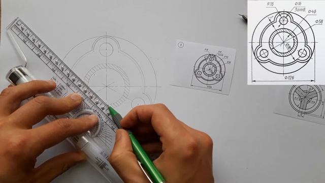 ИНЖЕНЕРНАЯ ГРАФИКА. ЗАДАНИЯ ПО ГЕОМЕТРИЧЕСКОМУ ЧЕРЧЕНИЮ. ПОСТРОИТЬ ФИГУРЫ С ВНУТРЕННИМ КОНТУРОМ №1 смотреть онлайн