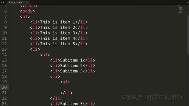 HTML ul Tag смотреть онлайн