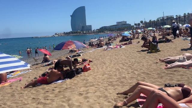 Waterside Barceloneta Walk Towards San Sebastian (Naturist) Beach Barcelona June 2022