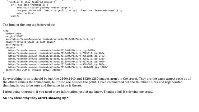 Wordpress: One of my image sizes isn't showing up in srcset смотреть онлайн