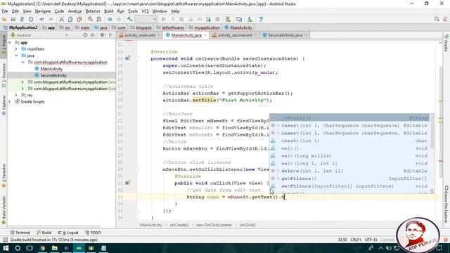 Pass Data between Activities using intent (Java) - Android Studio Tutorial смотреть онлайн
