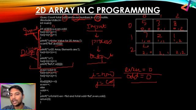 C Program to Count Total Odd & Even in a 2D Array | In Hindi смотреть онлайн