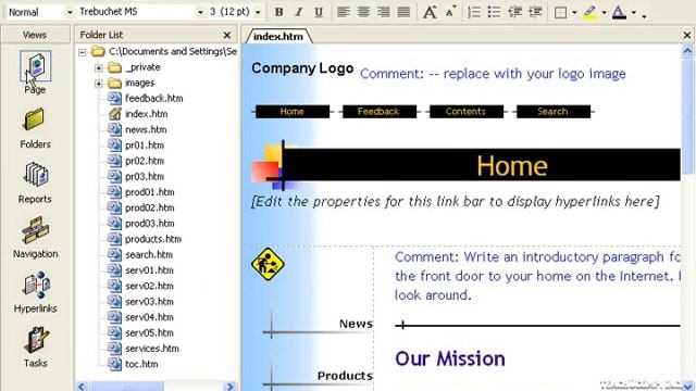 FrontPage Tutorial View Options for Web Sites Microsoft Training Lesson 2.4 смотреть онлайн