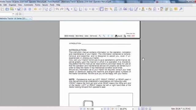 Mahindra Tractor 16 Series 2216 Gear Operator Manual смотреть онлайн