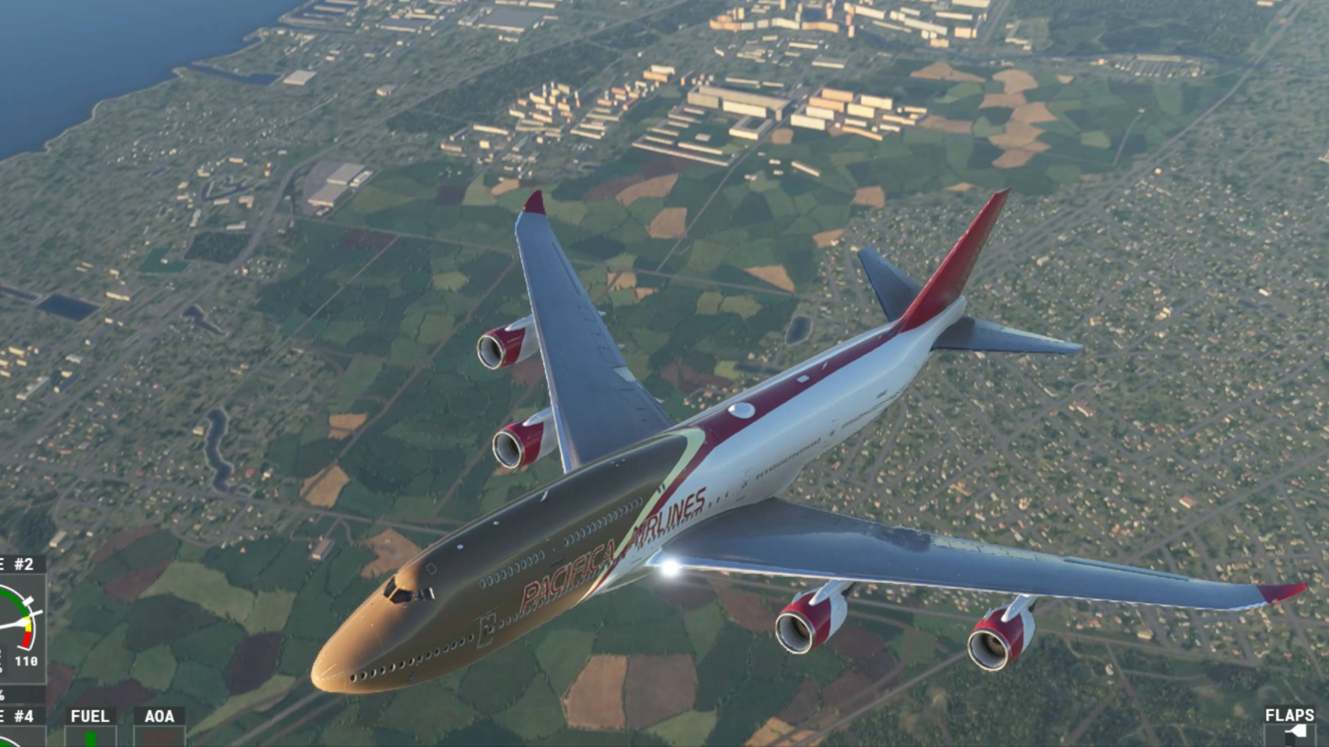 Самолет Боинг 747 садиться в Маленьком аэропорту в Msfs20