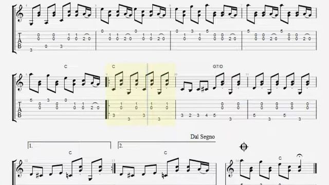 'The Flea Waltz', Tab for Finger Style. Very Easy!! 고양이춤 핑거스타일 초초초 쉬움! смотреть онлайн
