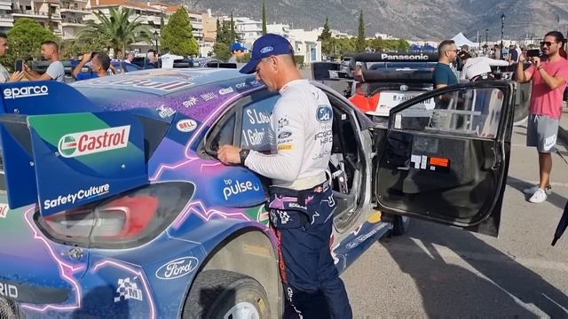 WRC Acropolis Rally Greece 2022 Loeb works on his car before ss7 in Itea, some damage on the floor смотреть онлайн