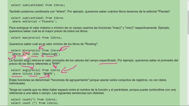 MySQL Ejercicio: 224 Funciones de Agrupamiento: COUNT(), MIN(), MAX(), AVG() y SUM() - Parte 2 смотреть онлайн