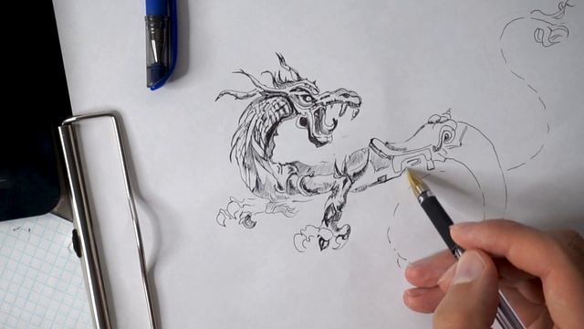 Как нарисовать Китайского Дракона (Рисунок 437)