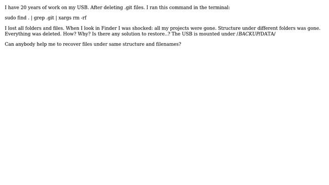 Unix & Linux: Restore files from external USB after deleting .git смотреть онлайн