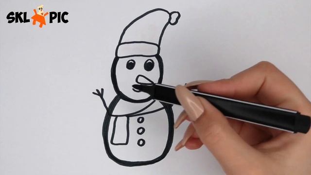 Раскраска для детей Снеговик. Как Нарисовать Снеговика смотреть онлайн