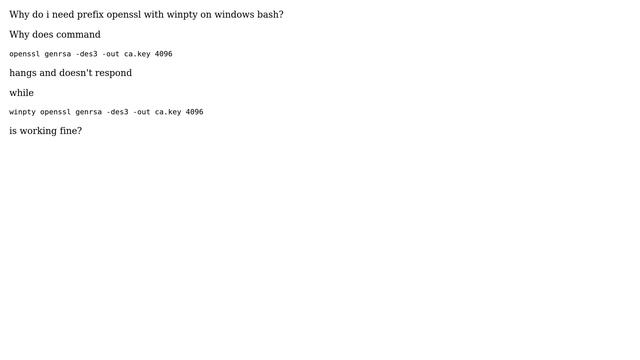 Why do i need prefix openssl with winpty on windows bash? (2 Solutions!!) смотреть онлайн