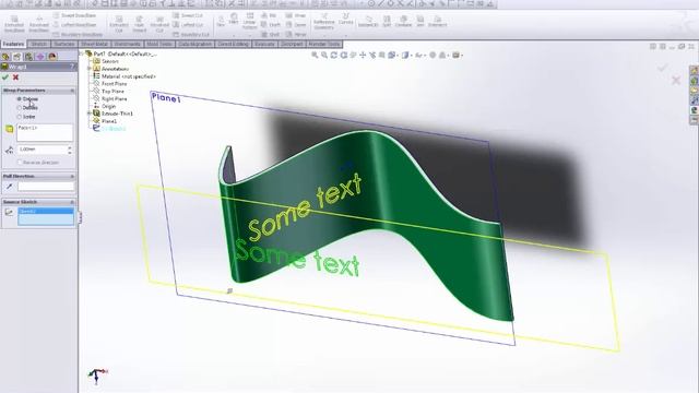 How to project a sketch or text onto a curved surface on solidworks. смотреть онлайн