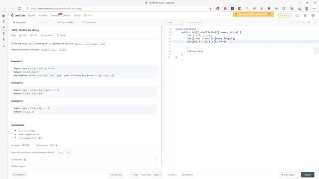 LeetCode 1470 | Shuffle the Array | Array | Java смотреть онлайн