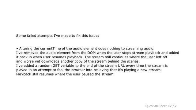 HTML : How can I stop and resume a live audio stream in HTML5 instead of just pausing it? смотреть онлайн