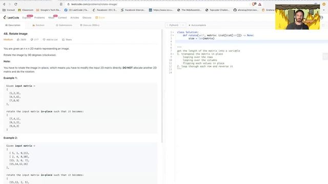 Leetcode - 48 - Rotate Image (matrix) with Python смотреть онлайн