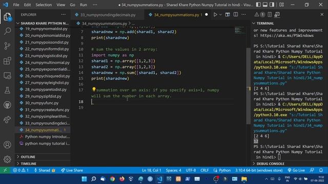 NumPy Summations & Cumulative Sum || sum() cumsum() axis=1 || Python Numpy Tutorial in hindi #34 смотреть онлайн