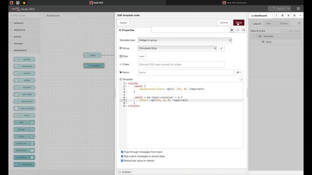 Node-Red: Dashboard Template DatePicker смотреть онлайн