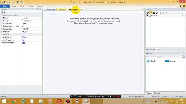 Construct 2 lesson 2 - Resizing layout/window, shooting bullets смотреть онлайн