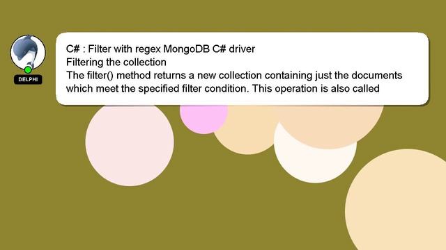 C# : Filter with regex MongoDB C# driver смотреть онлайн