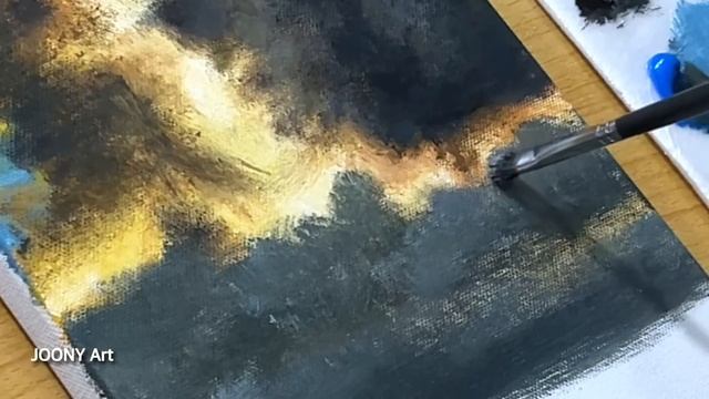 How to Paint the Light Pouring Through the Clouds / Acrylic Painting смотреть онлайн