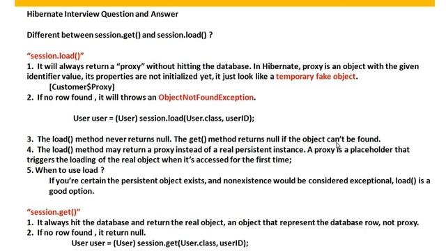 DIFFERENCE BETWEEN LOAD AND GET METHODS IN HIBERNATE INTERVIEW смотреть онлайн