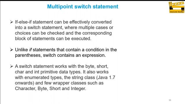 Java programming Lecture 3-Control Structures- IF statement, nested-IF, switch, java Loop & example смотреть онлайн