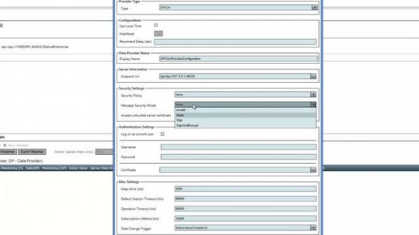 Connecting Kepware OPC UA Server to Status
