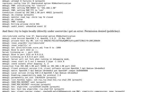SSH Permission denied (publickey) - fail at preauth step смотреть онлайн