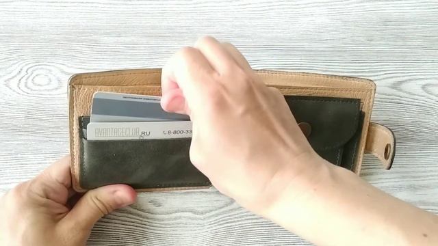 Портмоне ручной работы из натуральной кожи с отделениями для карт, банкнот, монет. смотреть онлайн
