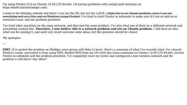Ubuntu: Firefox not displaying LaTex (via MathJax) смотреть онлайн