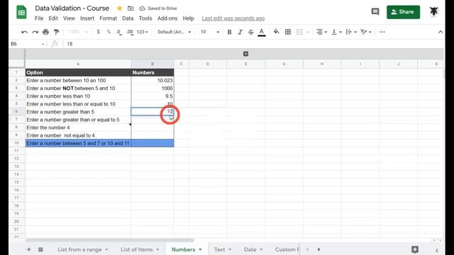 Restrict cell input to numbers only: Data Validation: Google Sheets смотреть онлайн