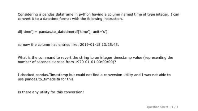 Pandas : pandas convert from datetime to integer timestamp смотреть онлайн