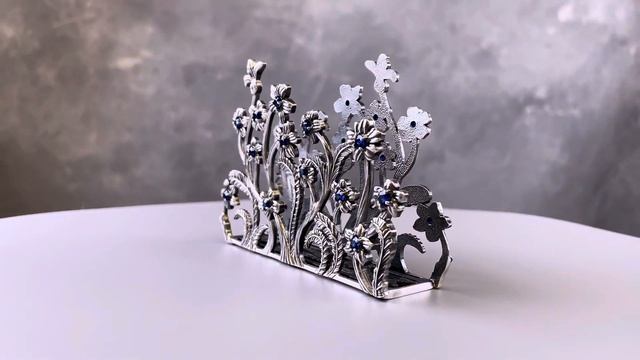 Серебряная салфетница «Незабудки» смотреть онлайн