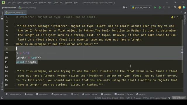 "Debugging 'TypeError: object of type float has no len' in Python" смотреть онлайн