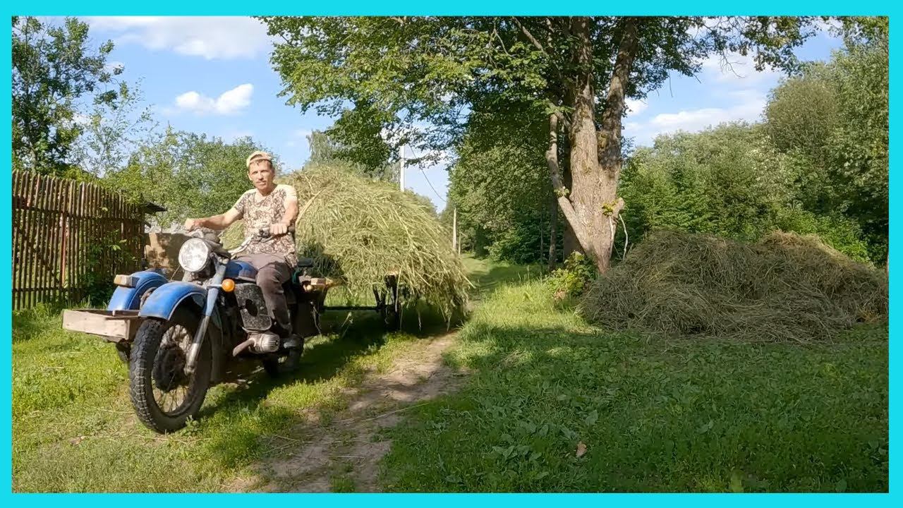 Деревенский сенокос! Стог с крышей, оживший "Урал" и телега для сена! смотреть онлайн