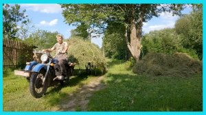 Деревенский сенокос! Стог с крышей, оживший "Урал" и телега для сена!